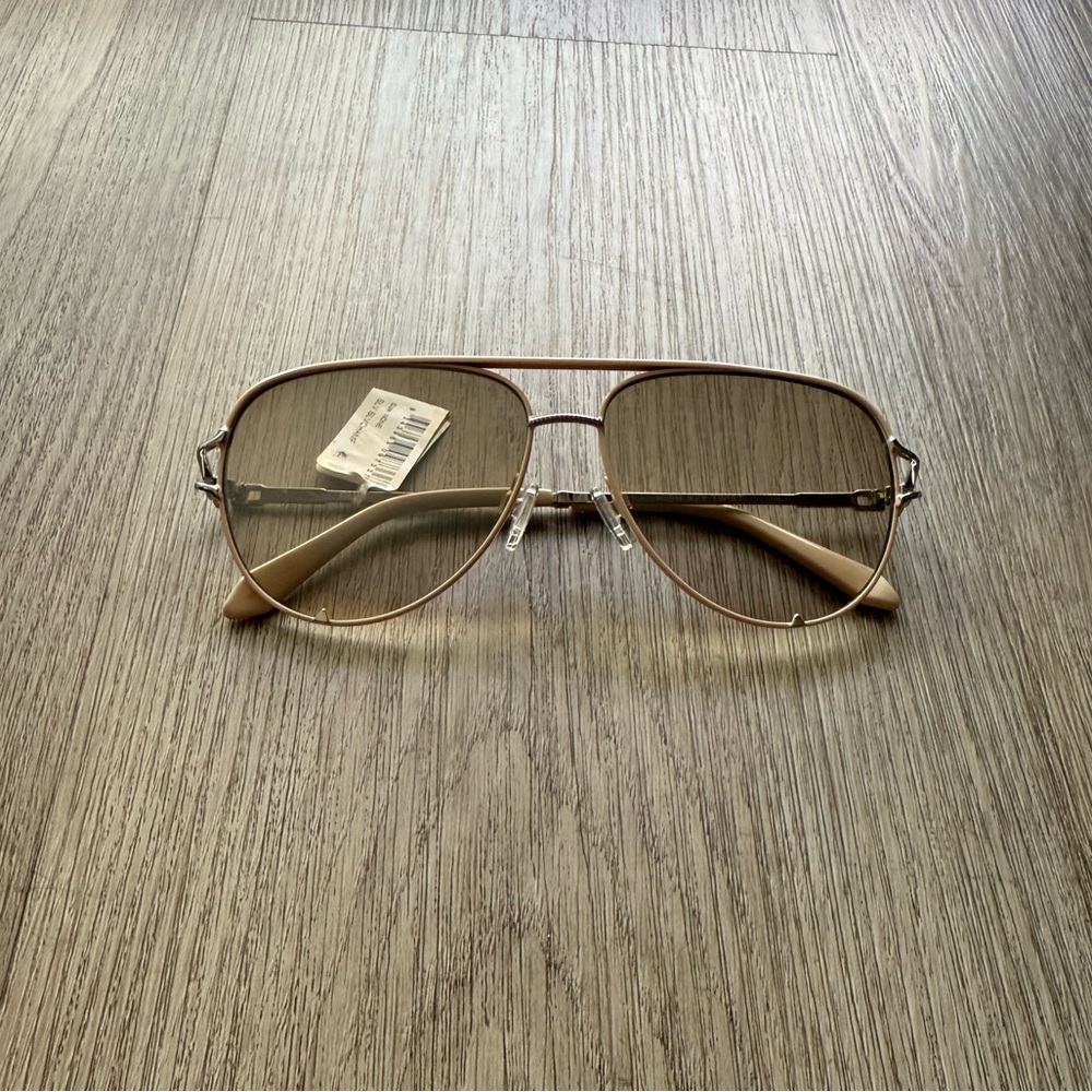 quay australia high key twist cream silver metal aviator sunglasses eyewear NEW
